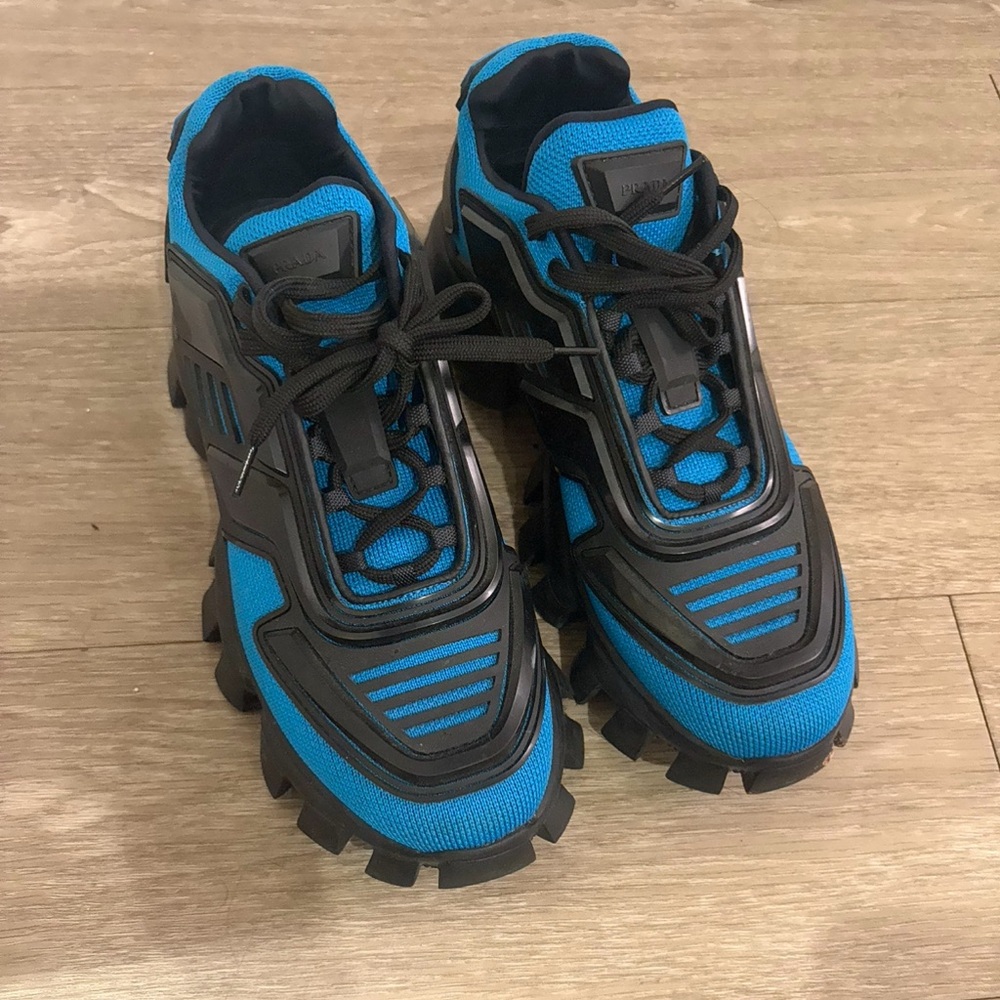 Prada Men's Black and Blue Sneakers